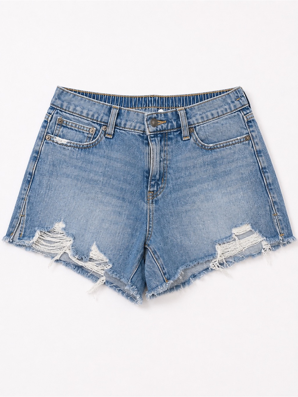 aerie Light Blue Distressed High-Rise Jean Shorts